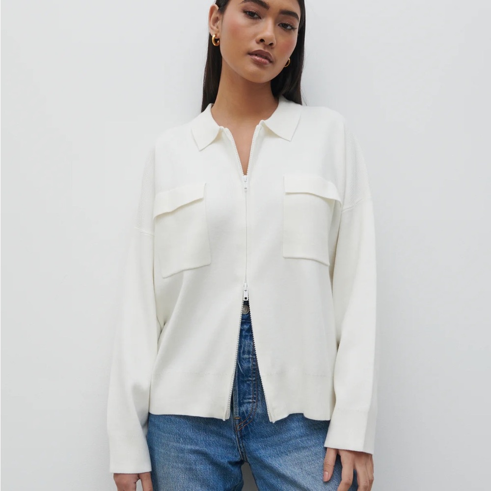 Pretty Lavish Cameron Zip Up Cardigan - Cream